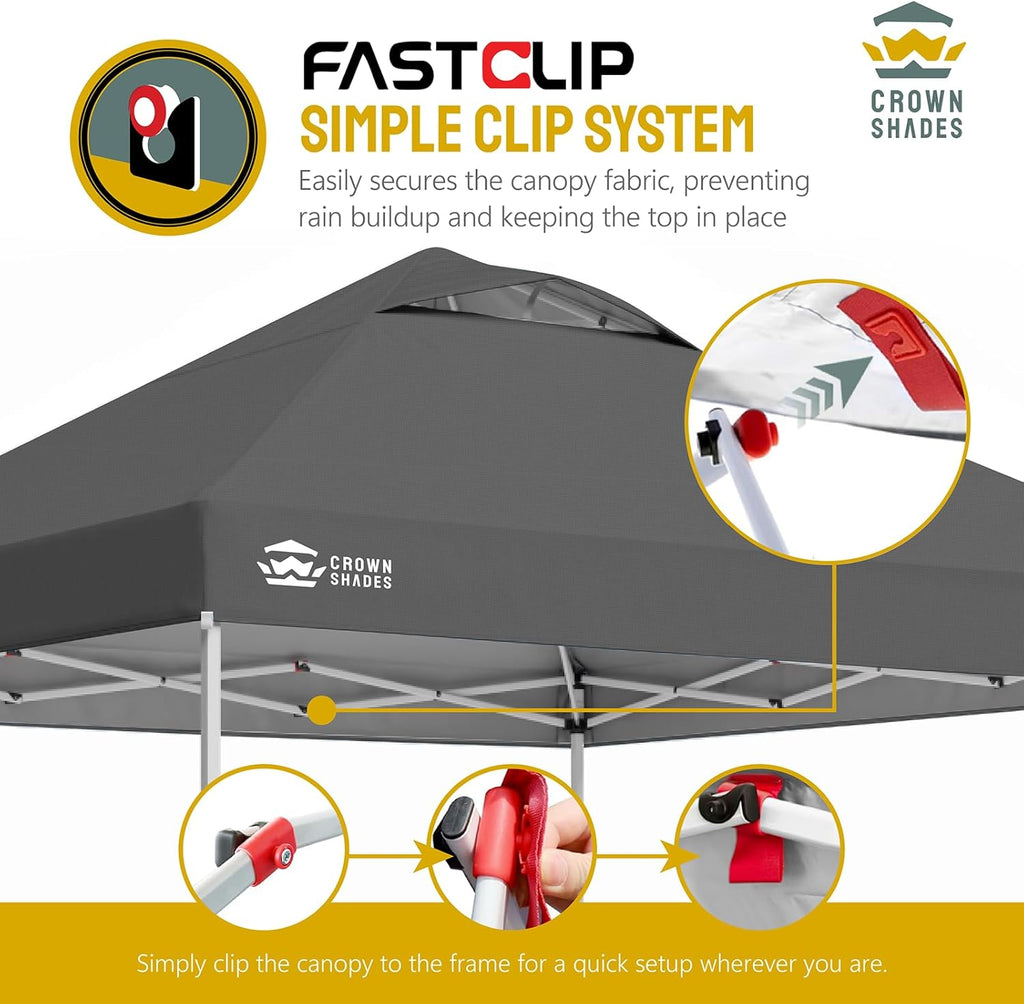 10x10 Pop-Up Awning - One-Click Installation Beach Tent - Outdoor Sunshade Silver Coated Top, 3 Heights and 4 Sand Pockets