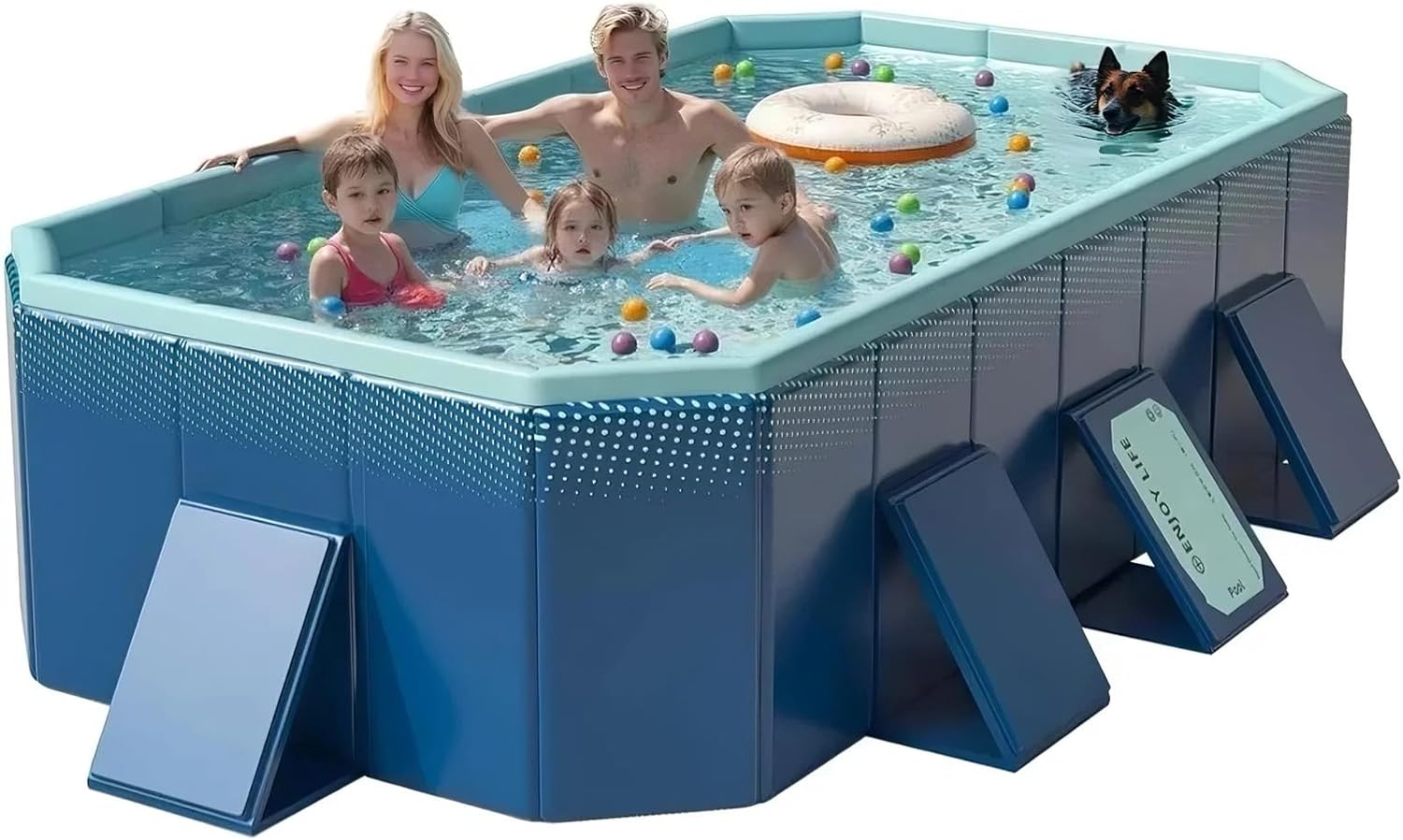 114 Non-Inflatable Foldable Swimming Pool for Family, Portable Above Ground Pool for Adults & Kids, Easy Setup for Outdoor, Backyard, Garden, Camping - Durable PVC(114è„?0è„?0, Std)