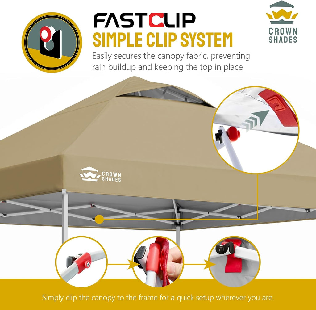 10x10 Pop-Up Awning - One-Click Installation Beach Tent - Outdoor Sunshade Silver Coated Top, 3 Heights and 4 Sand Pockets
