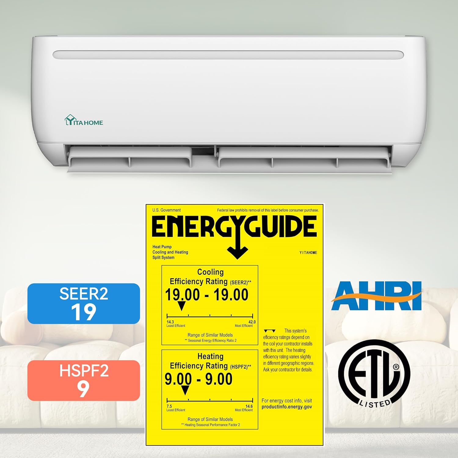 12000 BTU Mini Split Air Conditioner Heat Pump System, Wifi Enabled 20 SEER2 115V Inverter Ductless AC Cool Up to 750 Sq. Ft, Compatible with Alexa, Complete Installation Kit, White