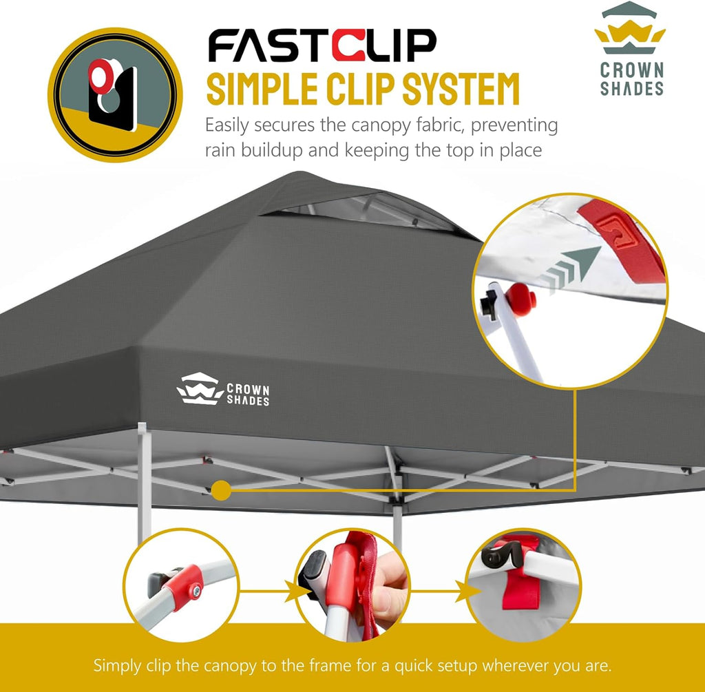 10x10 Pop-Up Awning - One-Click Installation Beach Tent - Outdoor Sunshade Silver Coated Top, 3 Heights and 4 Sand Pockets