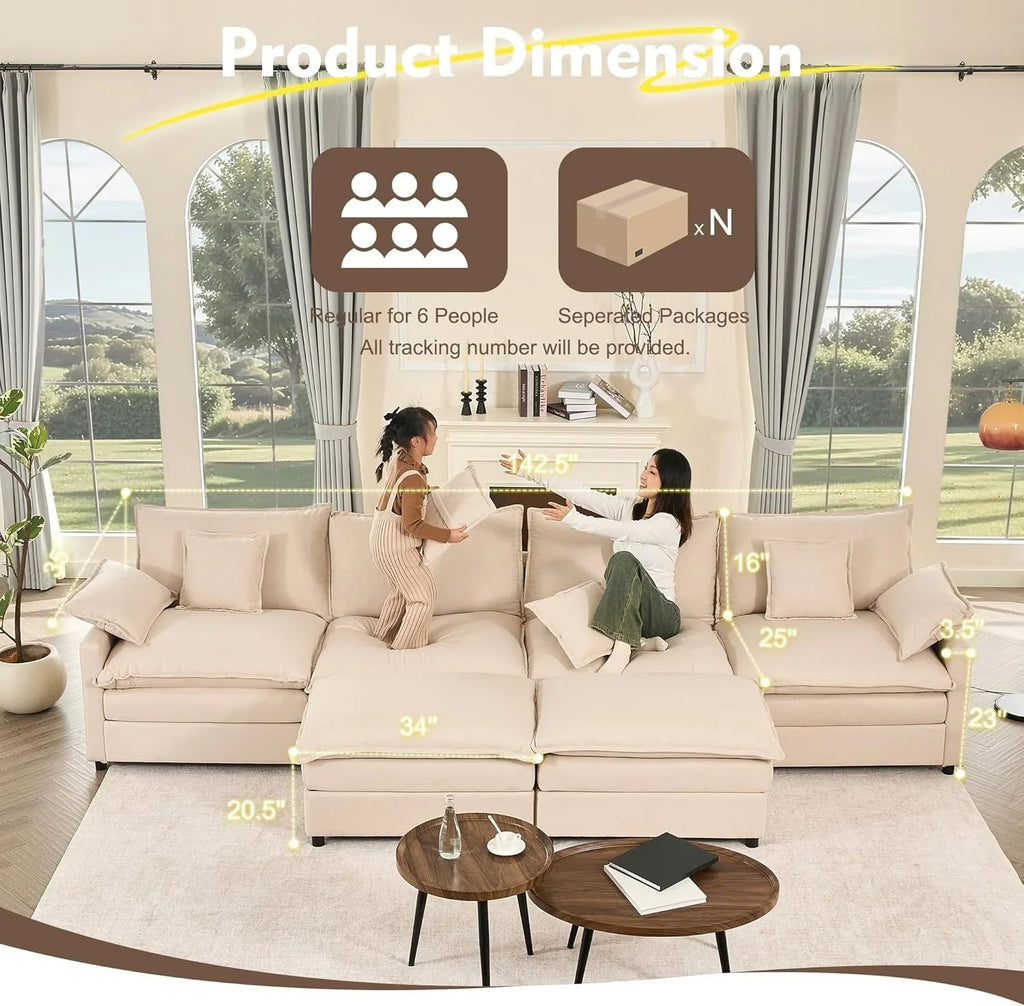 108" U-shaped sofa modular sofa Comfortable cloud sofa