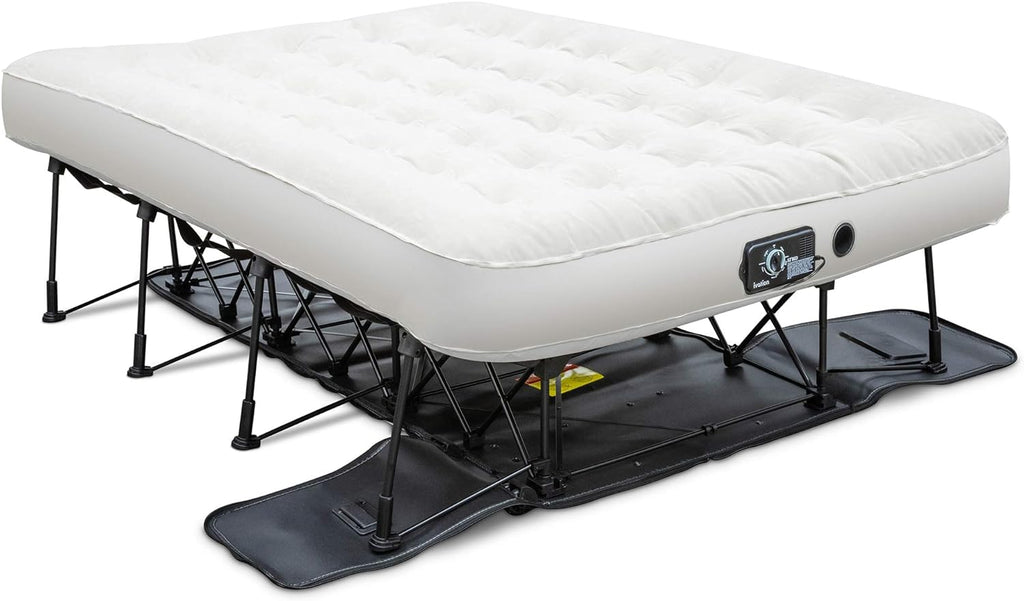 Ivation EZ-Bed (King) Air Mattress with Frame & Rolling Case, Self Inflatable, Blow Up Bed Auto Shut-Off, Comfortable Surface AirBed, Best for Guest, Travel, Vacation, Camping