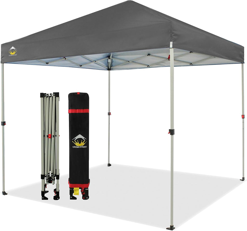 10x10 Pop-Up Awning - One-Click Installation Beach Tent - Outdoor Sunshade Silver Coated Top, 3 Heights and 4 Sand Pockets