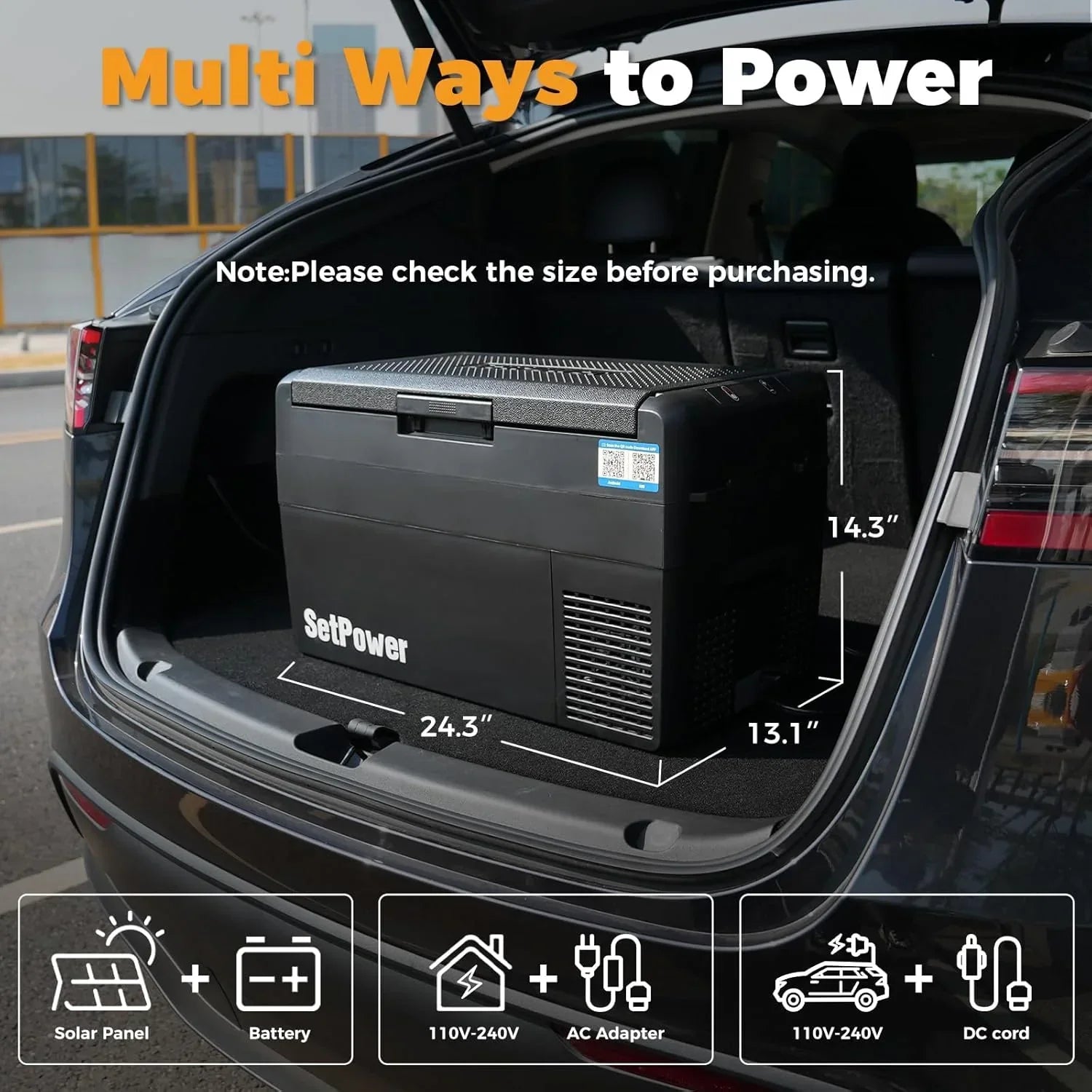 12V Refrigerator 21 Quart Portable Freezer 50 Hours Keep Cool Electric Cooler Car Refrigerator