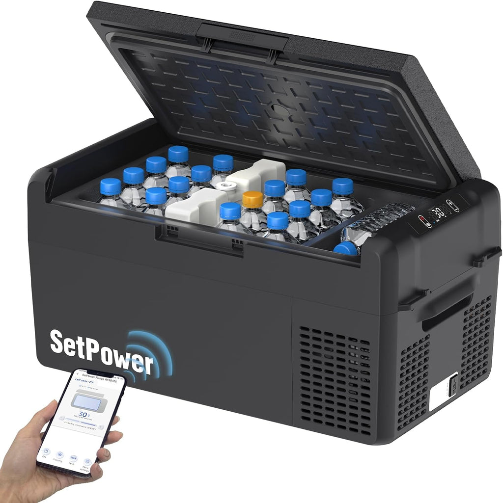 12V Refrigerator 21 Quart Portable Freezer 50 Hours Keep Cool,Electric Cooler for Vehicles Car Refrigerator 12V Portable Fridge for Car Camping Truck Van RV SUV Road Trip Travel RF20