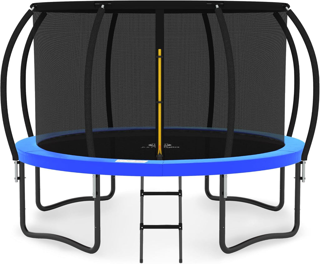 JUMPZYLLA Trampoline 8FT 10FT 12FT 14FT 15FT 16FT Trampoline with Enclosure - Recreational Trampolines with Ladder and AntiRust Coating, ASTM Approval Outdoor Trampoline for Kids