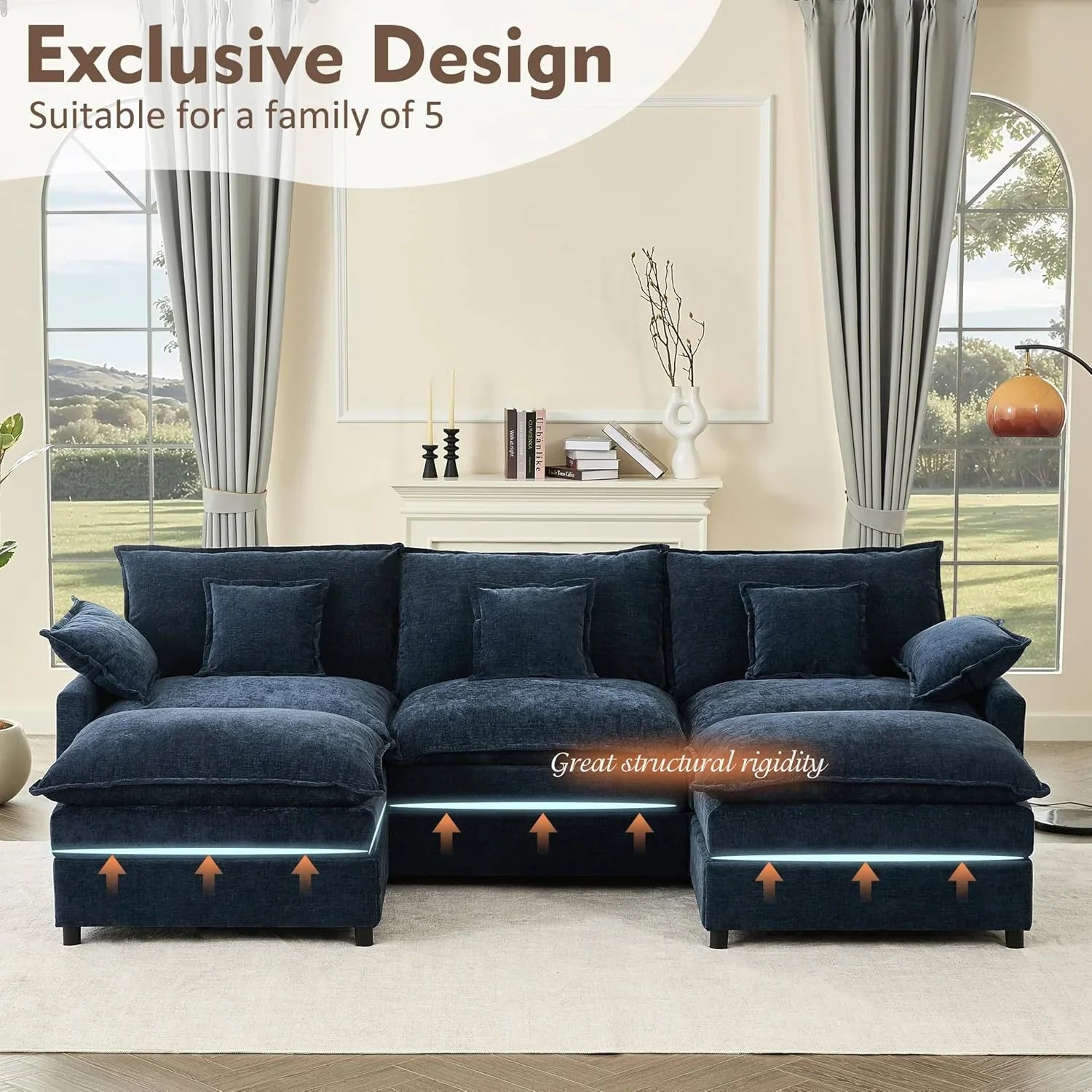 108" U-shaped sofa modular sofa Comfortable cloud sofa