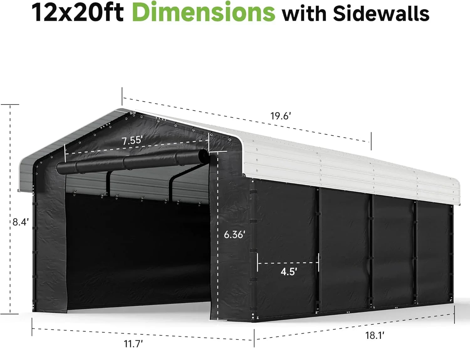 10x15 Heavy Duty Metal Carport Outdoor Garage Car Shelter Shade with Heavier Frame