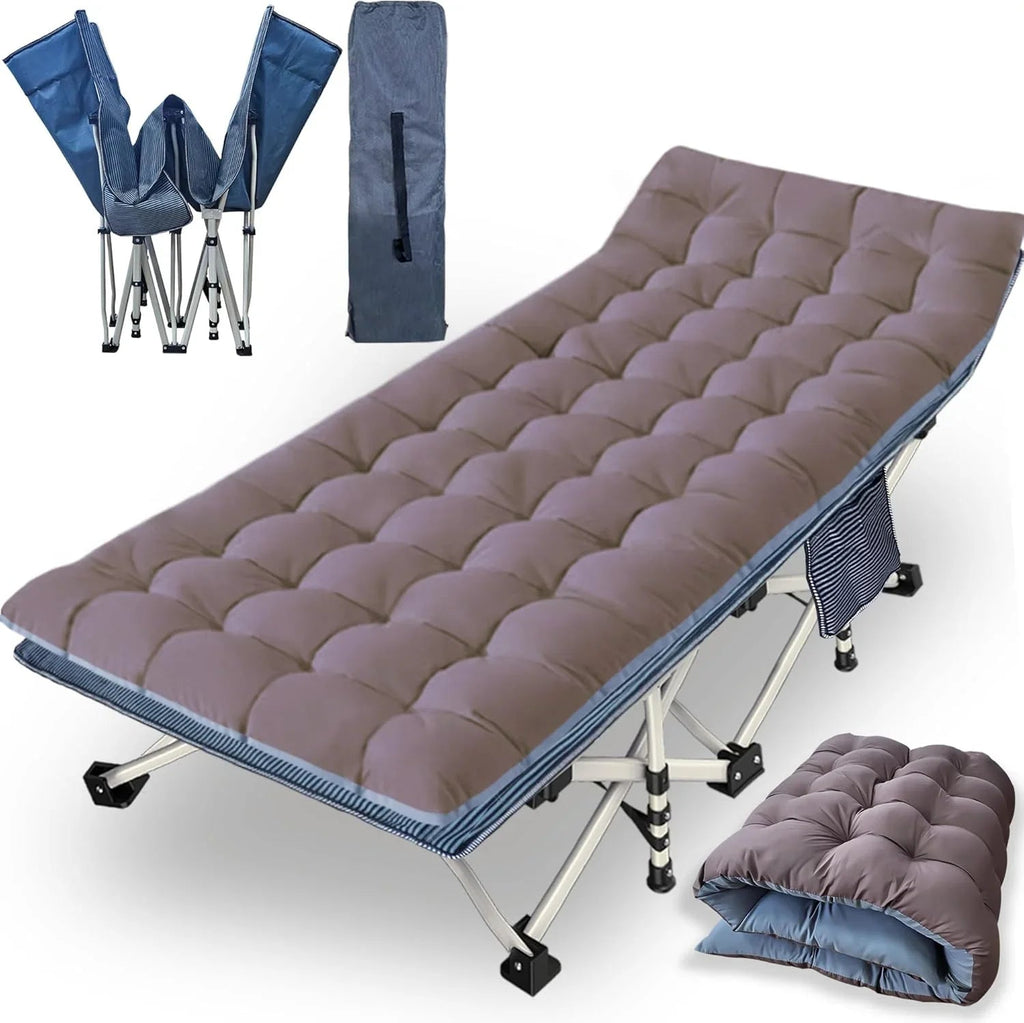 2-Pack Camping Cots with Mattress Comfortable Folding Bed Heavy Duty Baby Cot