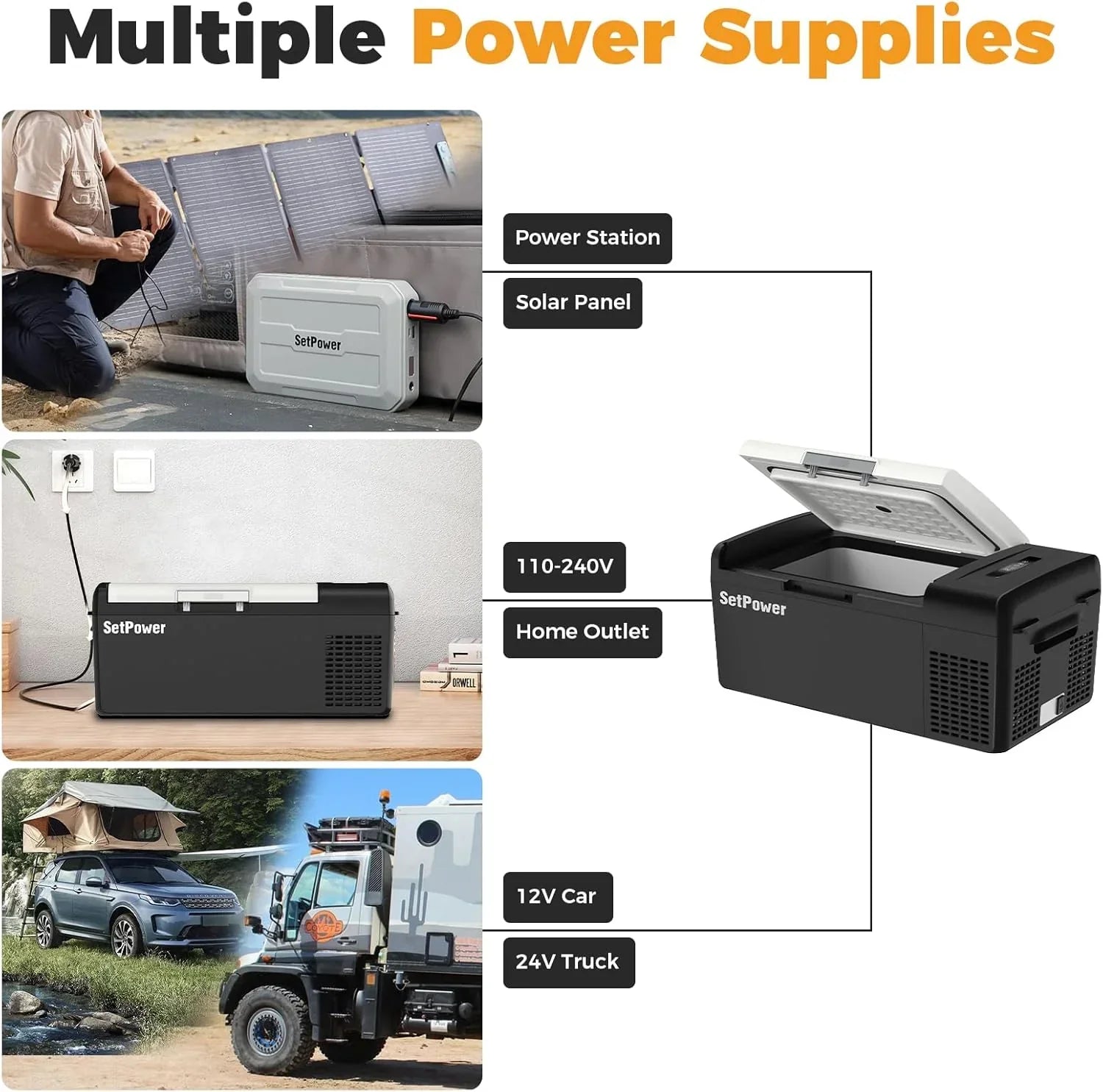 12V Refrigerator 21 Quart Portable Freezer 50 Hours Keep Cool Electric Cooler Car Refrigerator