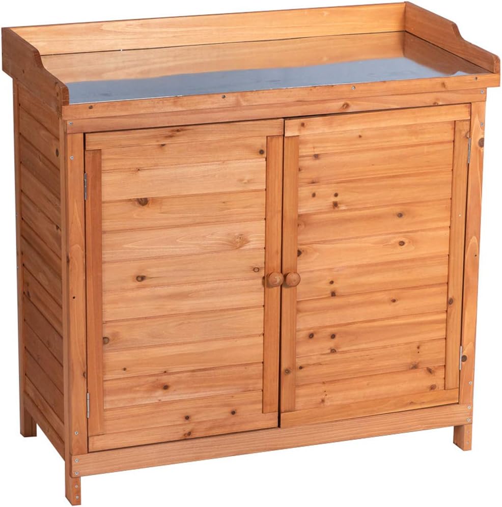 Outdoor Garden Patio Wooden Storage Cabinet Furniture Waterproof Tool Shed