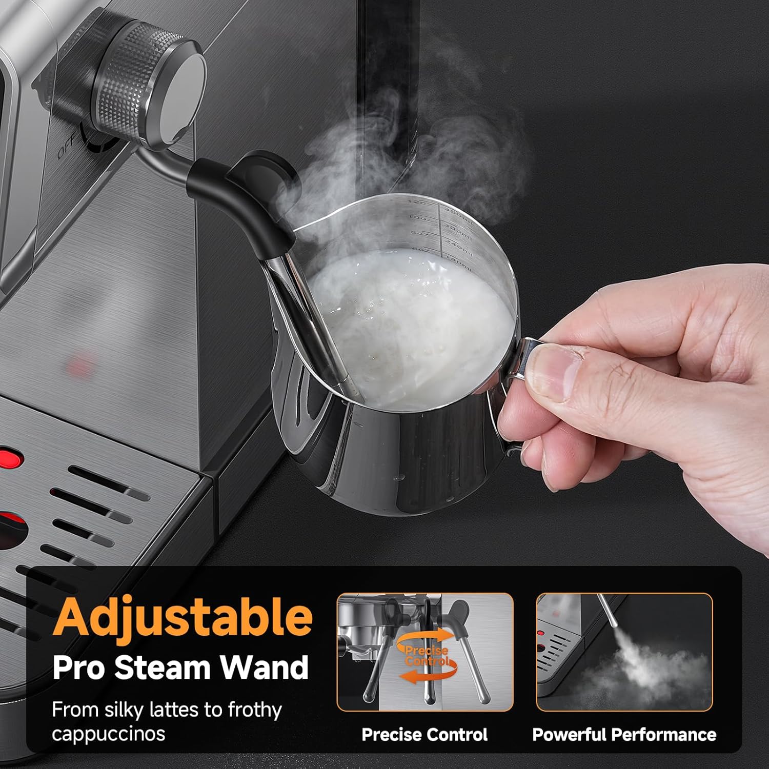 20 Bar Espresso Coffee Machine with LED Touch Screen, Espresso Maker with Self-Cleaning Function & Milk Frother, Compact Cappuccino & Latte Maker for Home and Office