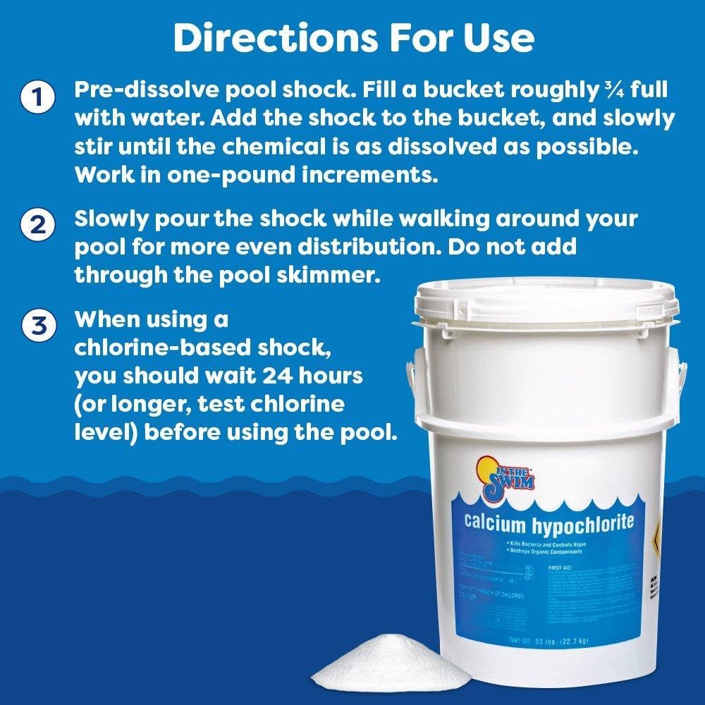 In The Swim Pool Shock 68% Cal-Hypo Granular Sanitizer for Crystal Clear Water Defends Against Bacteria, Algae, and Microorganisms