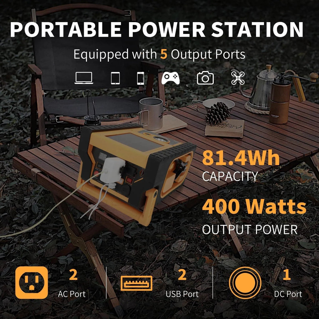 2000A Car Jump Starter with Air Compressor, 5W Solar Panel Portable Power Station, Tire Inflator 260PSI, Car Battery Charger with Inverter Dual 400W AC DC USB Ports, 12V Battery Pack Jump Box