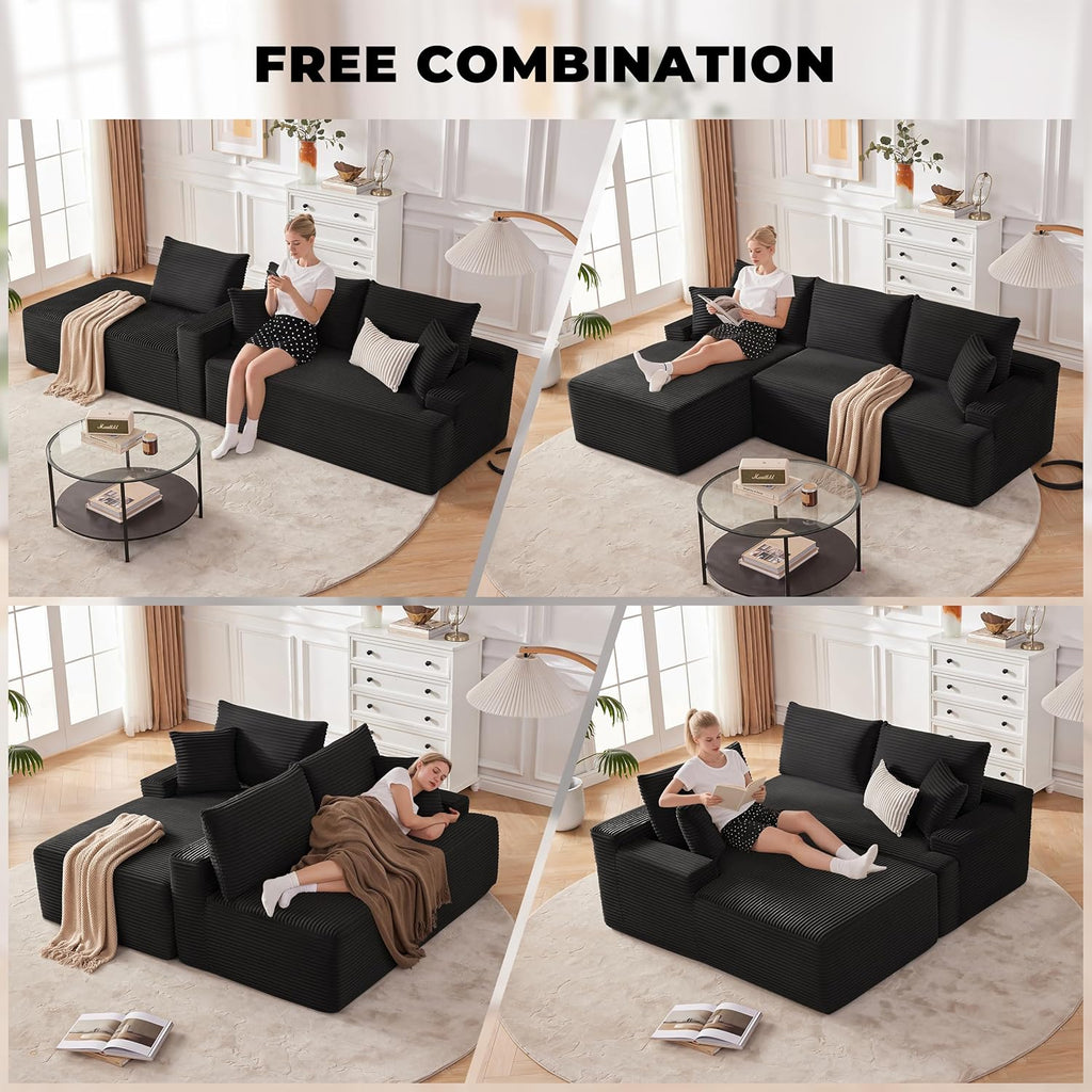 110 Cloud Sectional Couch, Boneless Sofa for Living Room Modular Sectional Sofa with Deep Seat