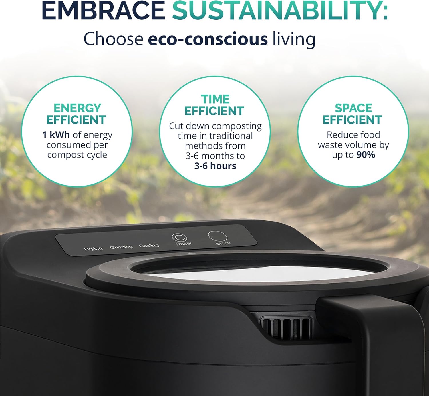 Electric Kitchen Composter 2.5L – Odorless Countertop Bin with Clear-View Lid, Smart Food Waste Disposal