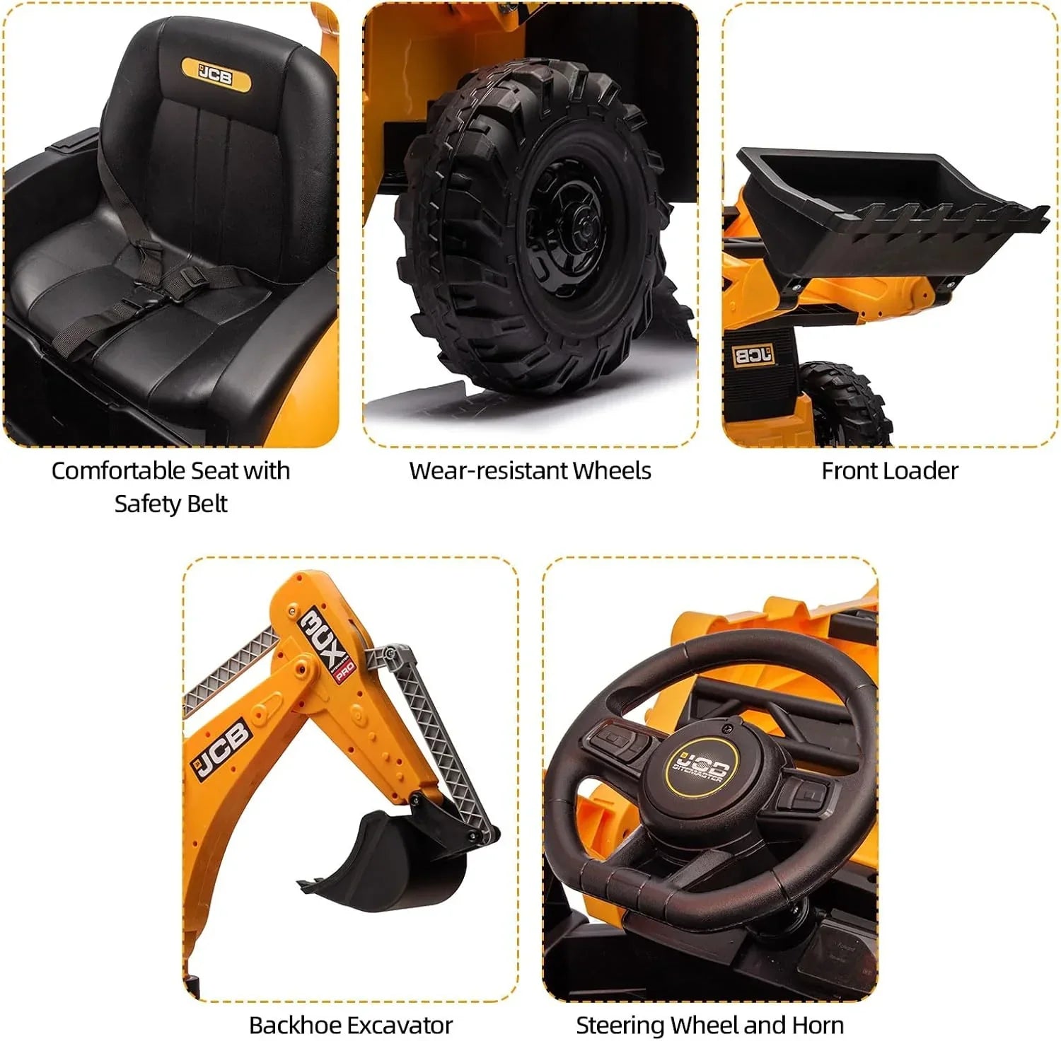 12V JCB Ride On Excavator Ride on Toys for Kids 4-8 Electric Car for Kids with Tractor