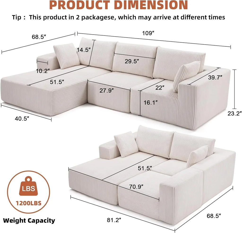 108 inch sectional sofa cloud sectional sofa with deep seat modern sectional L shaped sofa