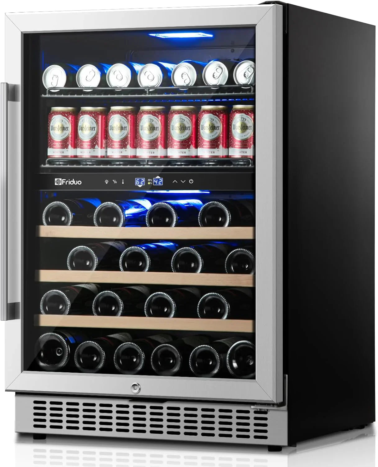 24 inch Dual Zone Beverage Refrigerator 30 Bottles 82 Cans Wine Fridge Built-in or Freestanding