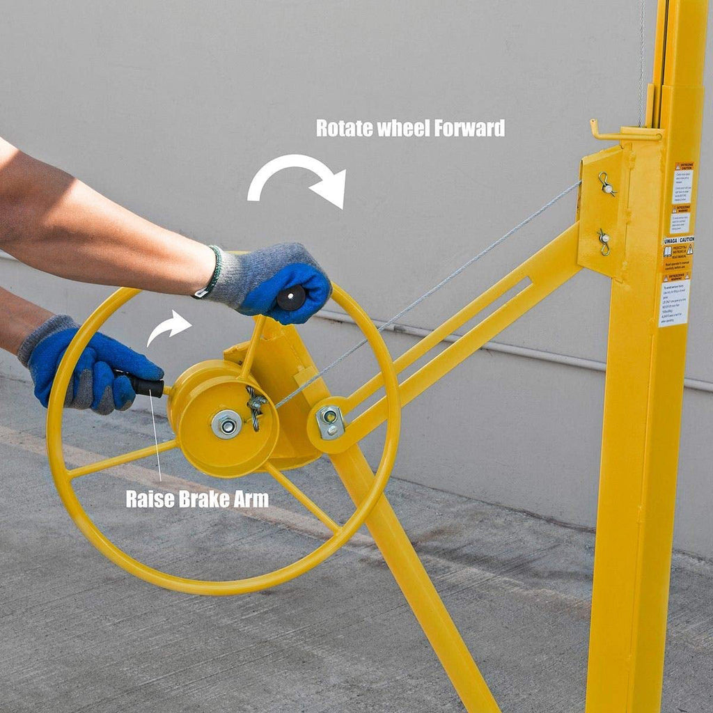 Stark USA 65044 65044 Drywall Lift 11' Yellow Rolling Sheetrock Panel Hoist Jack