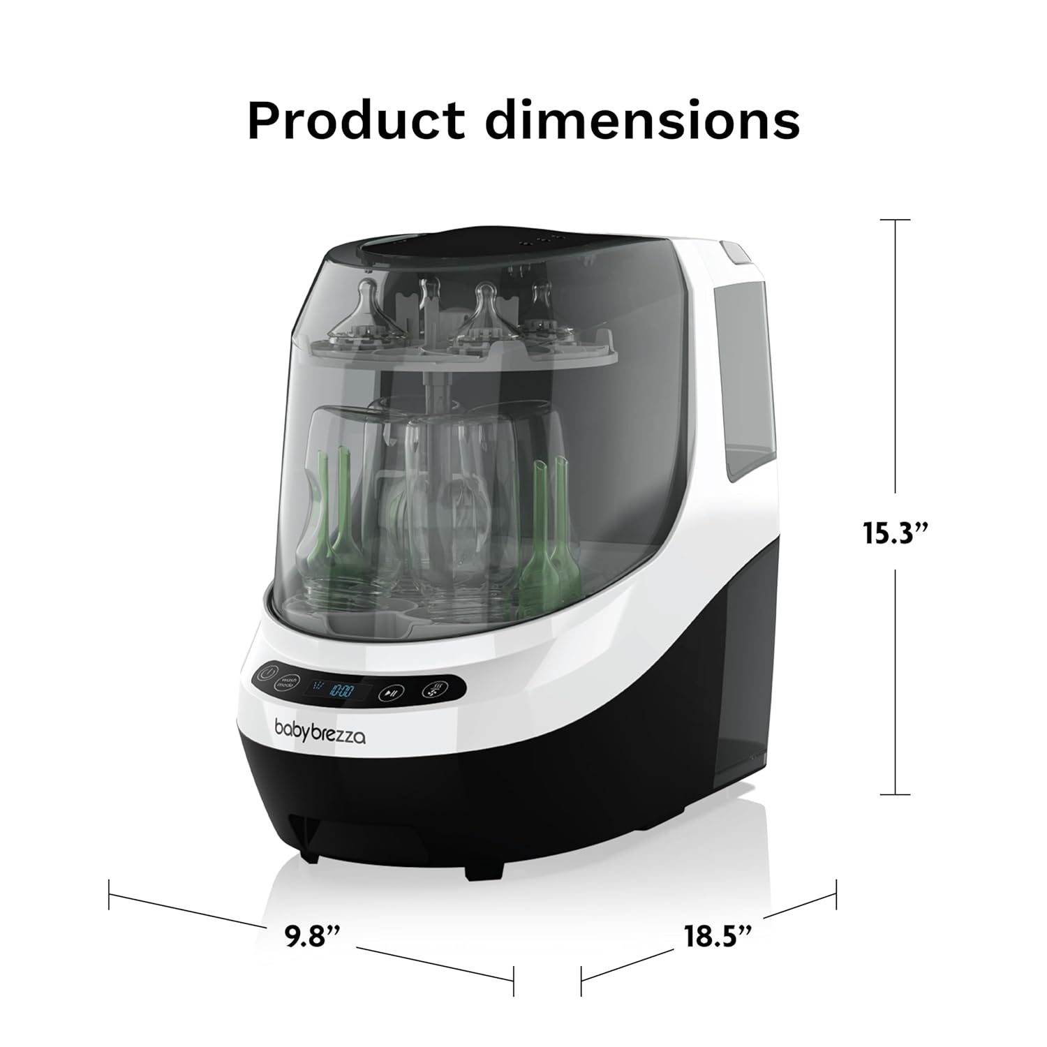 Baby Bottle Washer Pro - Baby Bottle Washer, Sterilizer + Dryer - All in One Machine Cleans Bottles, Pump Parts, & Sippy Cups - Replaces Hand Washing, Bottle Brushes and Drying Racks-Brezza