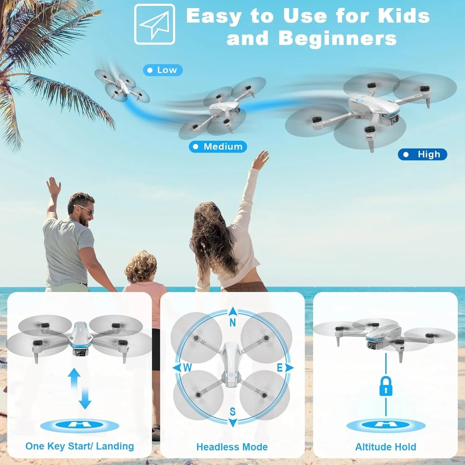 2K HD FPV Drone for Adults with Camera Altitude Hold Foldable and Portable