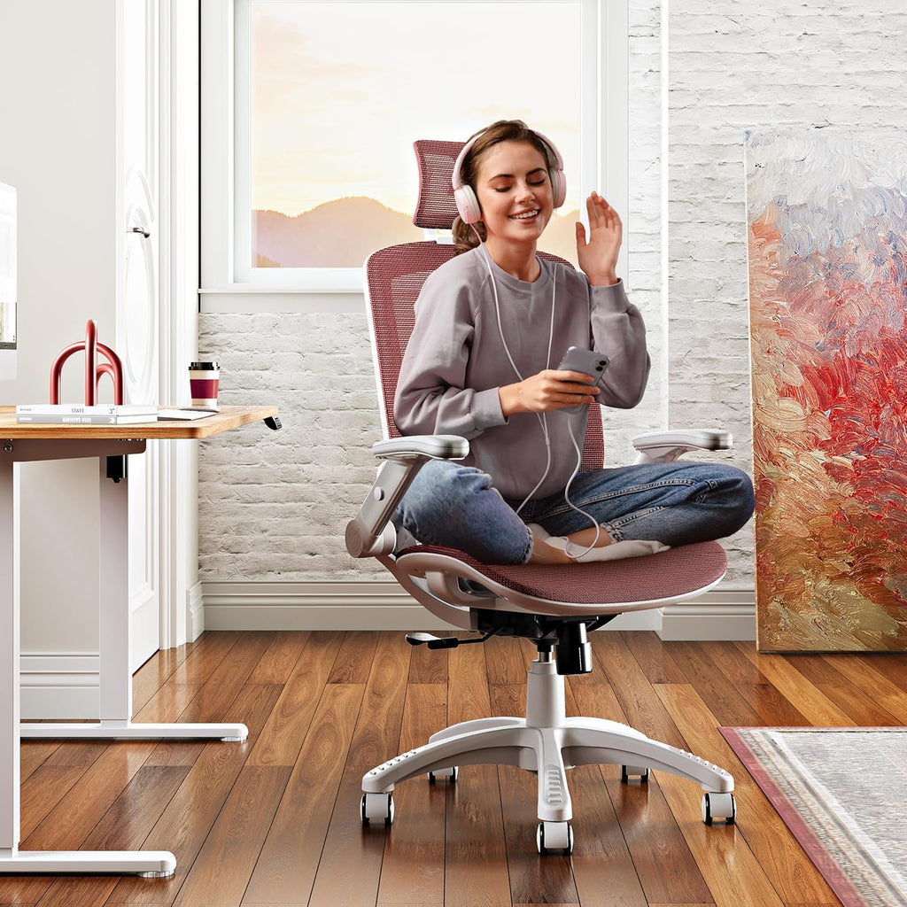 GABRYLLY Ergonomic Office Chair, High Back Home Desk Chair with Headrest, Flip-Up Arms, 90-120° Tilt Lock and Wide Cushion, Big and Tall Mesh Chairs for Man Woman, Black Task Chair