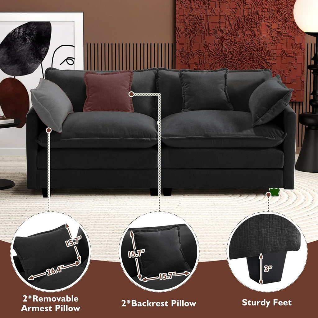 111.4 Inch L-Shaped Modern Sofa Modular Cloud Sofa Ottoman 4-Seater Chenille Deep Seat Sofa