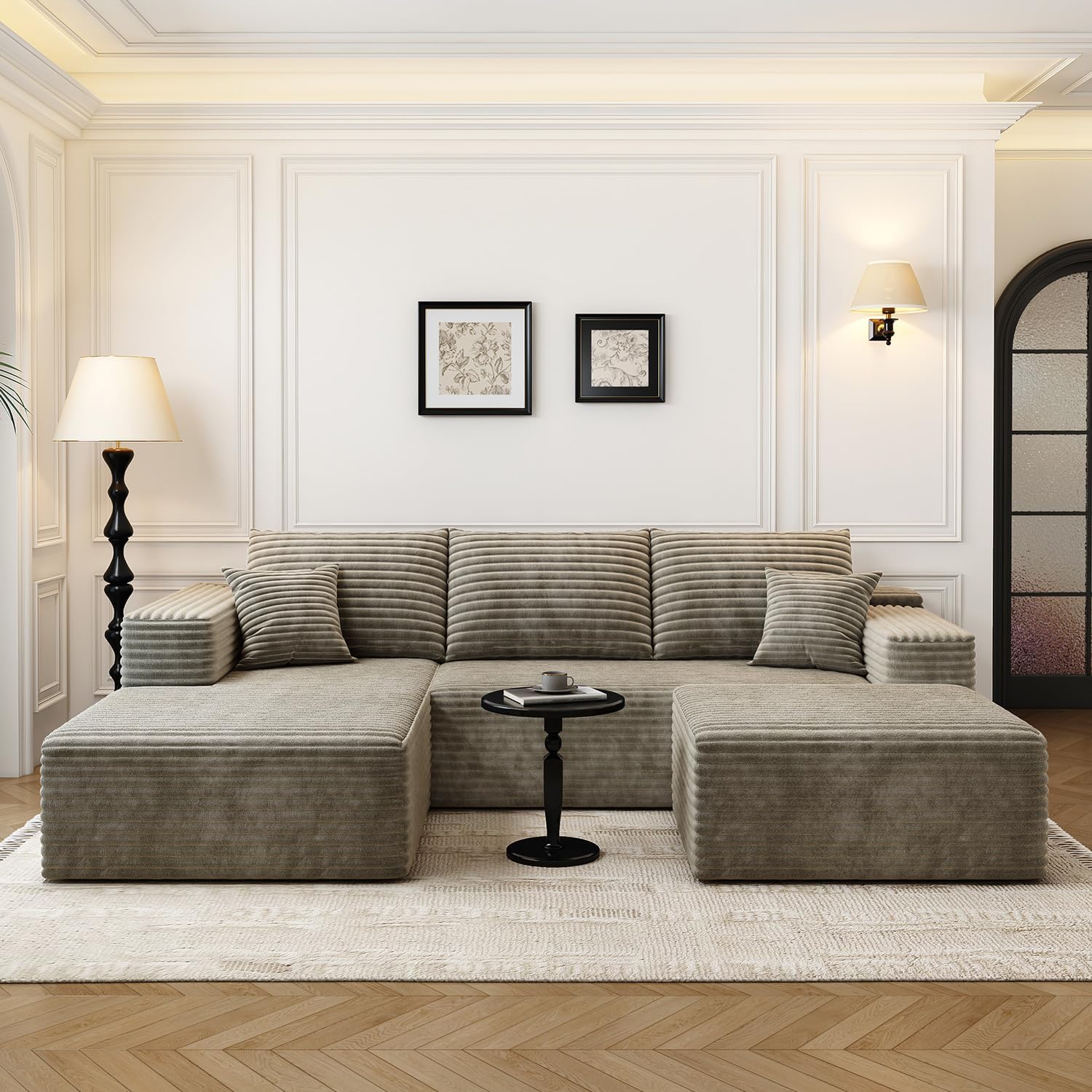 107.5" Cloud Modular Sectional Sofa Couch with L-Shape Chaise,Modern Minimalist Upholstered Couches for Living Room Bedroom,Deep Seat Corner Couch，No Assembly Required (Black,Left Facing Chaise)