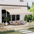 13 x 10 Awning for Patio, Sunsetter Retractable Awning Waterproof Cover Outdoor Patio Canopy, Sun Shade with Manual Crank Handle, Porch Shades for Outdoor, House, Deck, Dark Gray