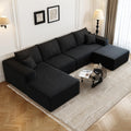 107.5 Cloud Modular Sectional Sofa Couch with L-Shape Chaise,Modern Minimalist Upholstered Couches for Living Room Bedroom,Deep Seat Corner Couch锛孨o Assembly Required (Black,Left Facing Chaise)