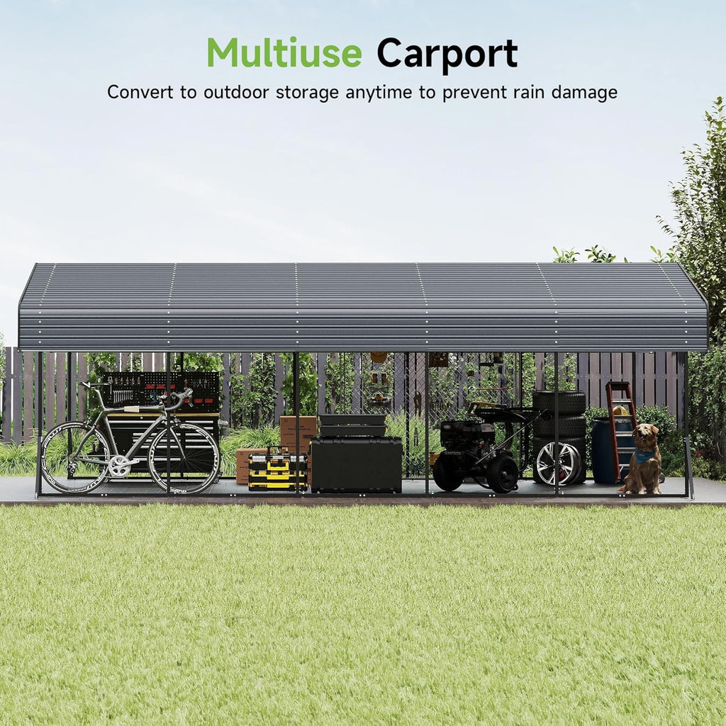 10x15 Heavy Duty Metal Carport Outdoor Garage Car Shelter Shade with Heavier Frame