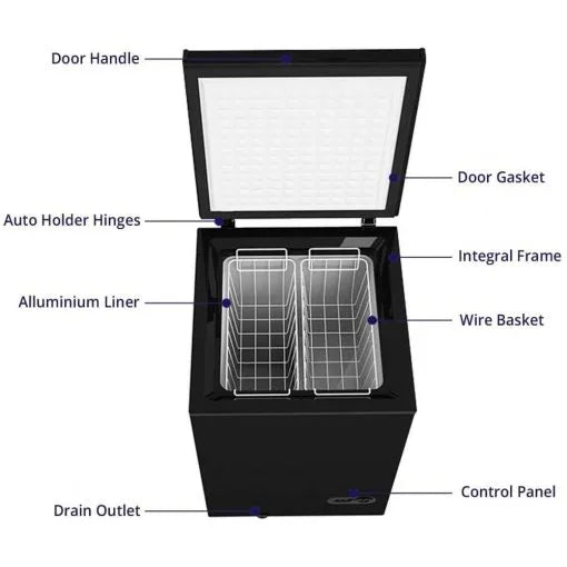 Chest Freezer – 3.5 Cu Ft with 2 Removable Baskets – Reach In Freezer Chest – Quiet Compact Freezer – 7 Temperature Settings – Black