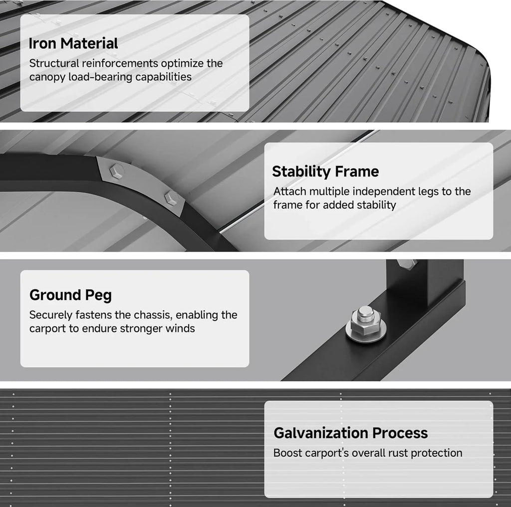 10x15 Heavy Duty Metal Carport Outdoor Garage Car Shelter Shade with Heavier Frame