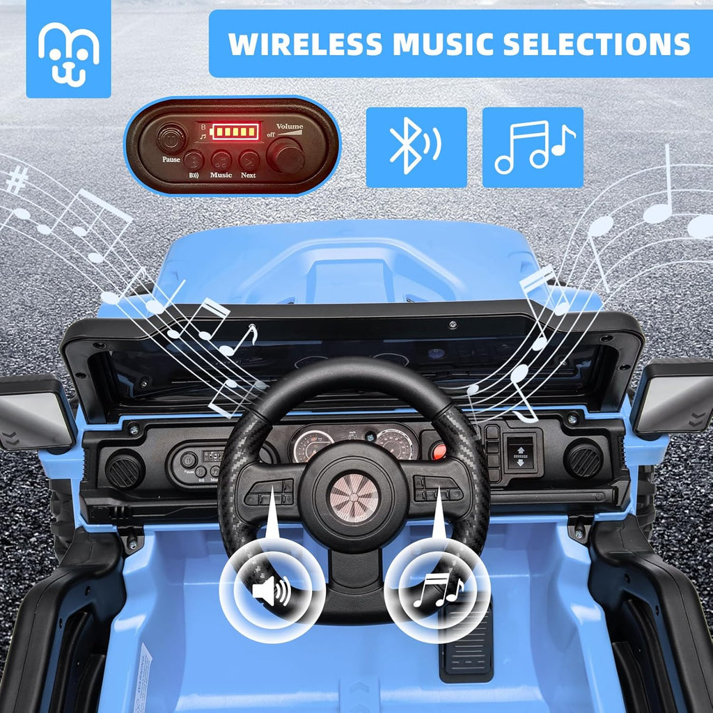 12V Kids Electric Ride on Truck Car Remote Control, Twin 35W Motors 3.5MPH Max Speed, Bluetooth USB Music Player, 4 Wheels Suspension LED Lights Safety Belt, Gift for Boy & Girl-Rosy