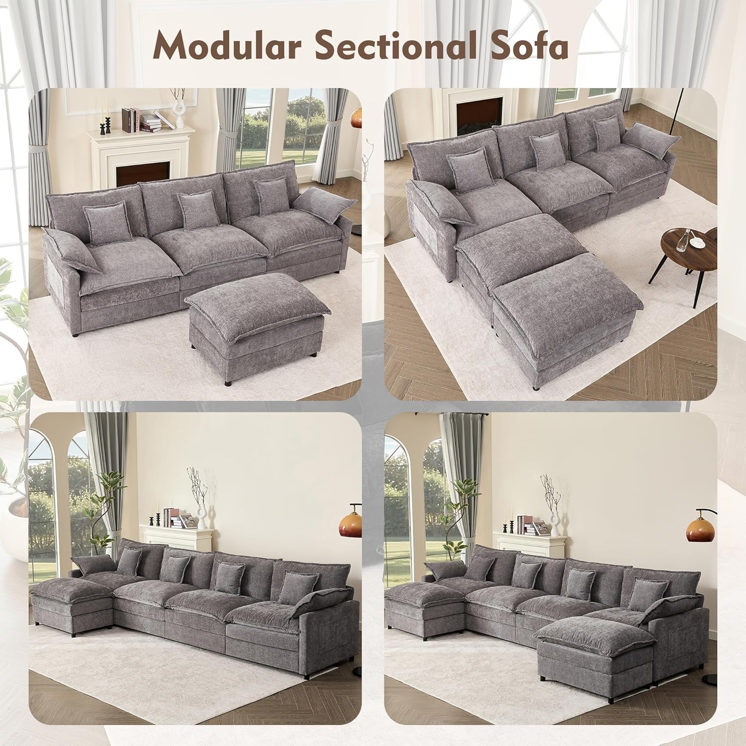 108" U-shaped sofa modular sofa three-seater comfortable cloud sofa