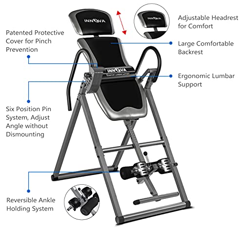 INNOVA HEALTH AND FITNESS ITX9600 Heavy Duty Inversion Table, Standard Ankle Holding System