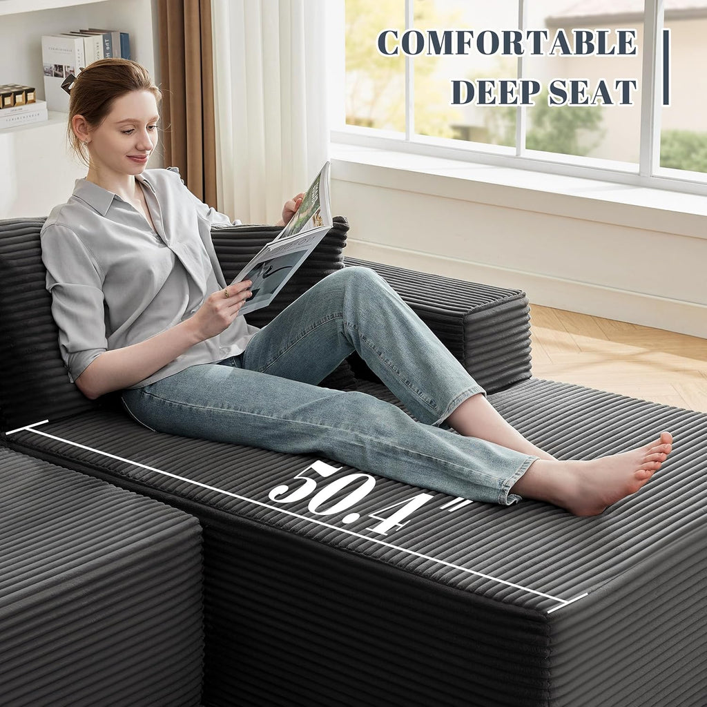 110 Cloud Sectional Couch, Boneless Sofa for Living Room Modular Sectional Sofa with Deep Seat