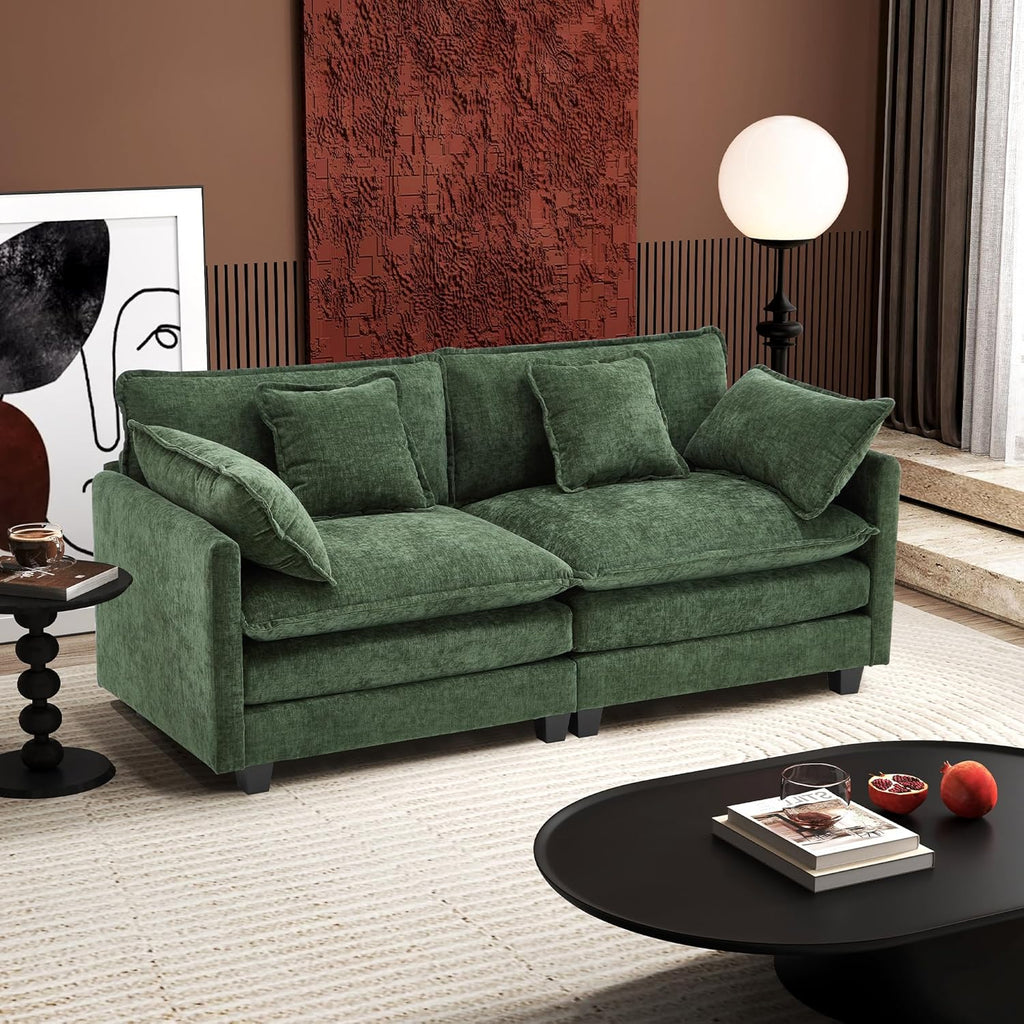 111.4 Inch L-Shaped Modern Sofa Modular Cloud Sofa Ottoman 4-Seater Chenille Deep Seat Sofa