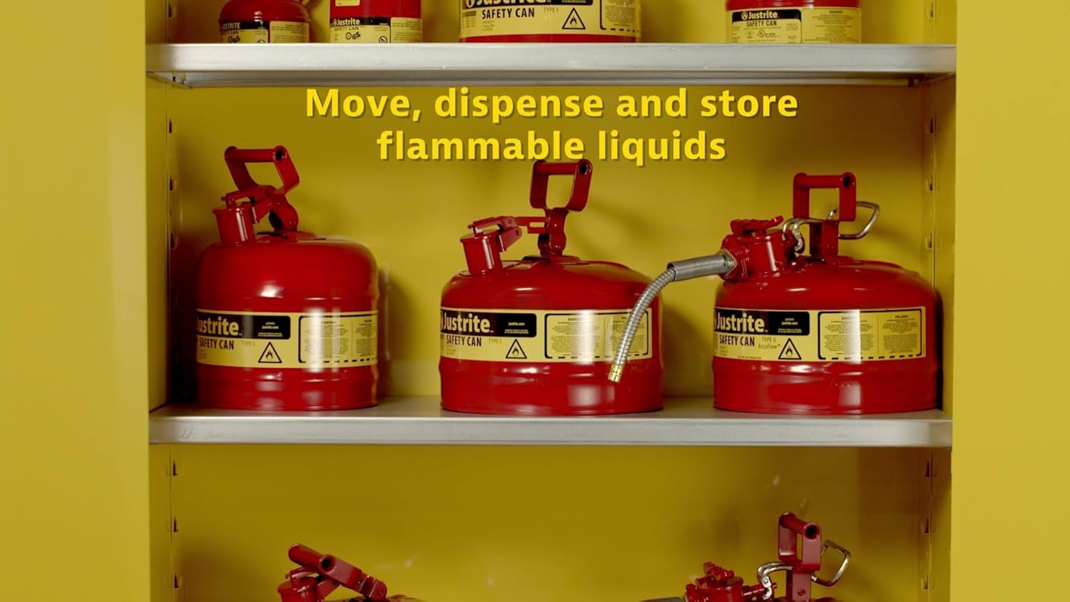 Justrite 5-Gallon Type II Red Safety Gas Can OSHA-Approved Steel Fuel Container with Flame Arrester, Self-Closing Lid & 1" Flexible Spout (7250130)