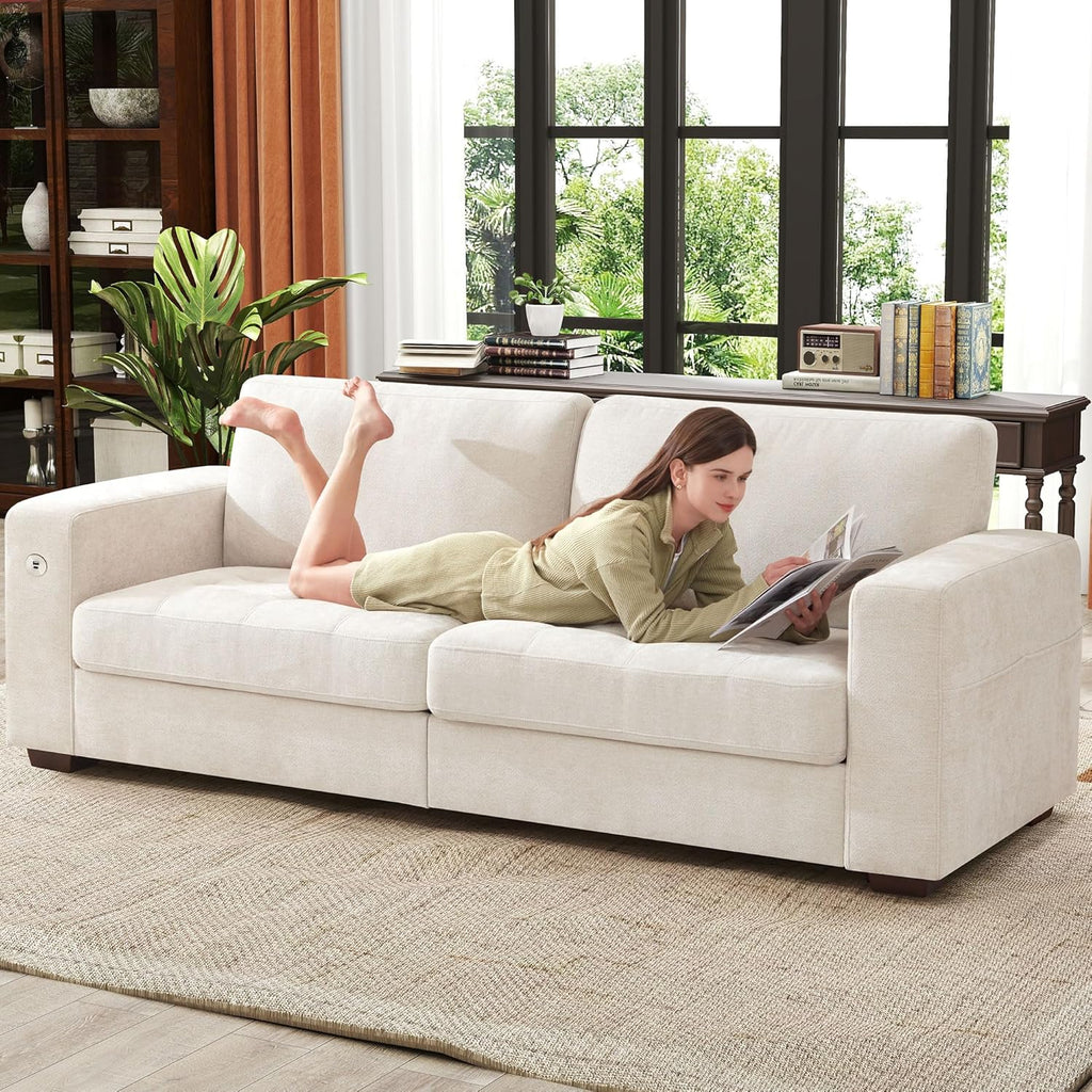 111.4 Inch L-Shaped Modern Sofa Modular Cloud Sofa Ottoman 4-Seater Chenille Deep Seat Sofa