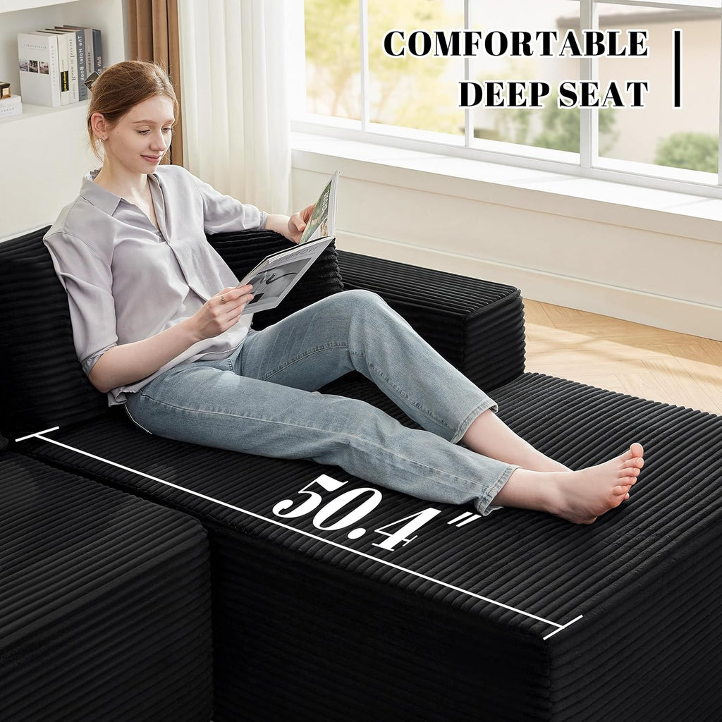 110 Cloud Sectional Couch, Boneless Sofa for Living Room Modular Sectional Sofa with Deep Seat