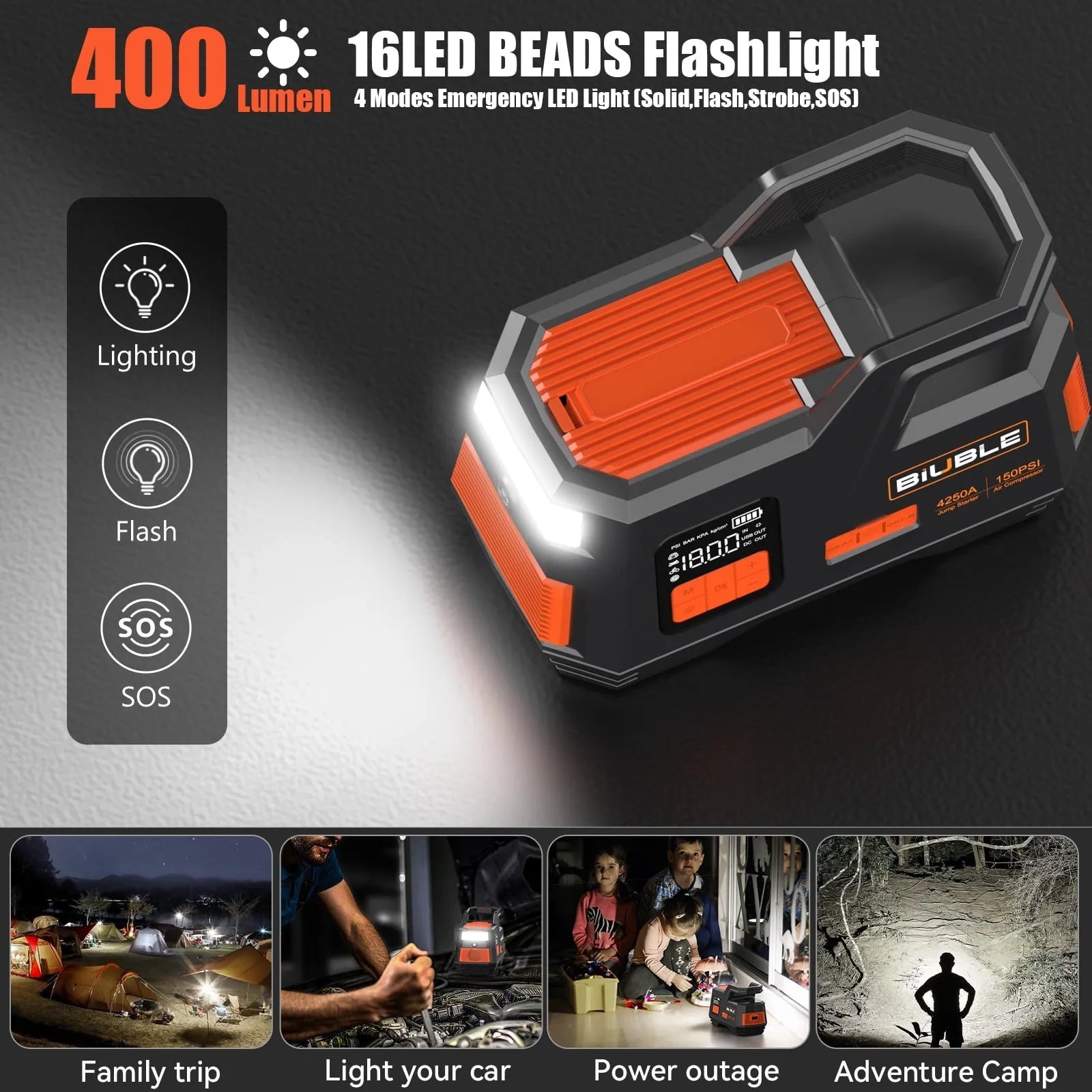 Car Jump Starter with Air Compressor, 4500A Peak 26800mAh 12V Auto with 150PSI Tire Inflator锛 up to All Gas or 10.0L Diesel Engine锛