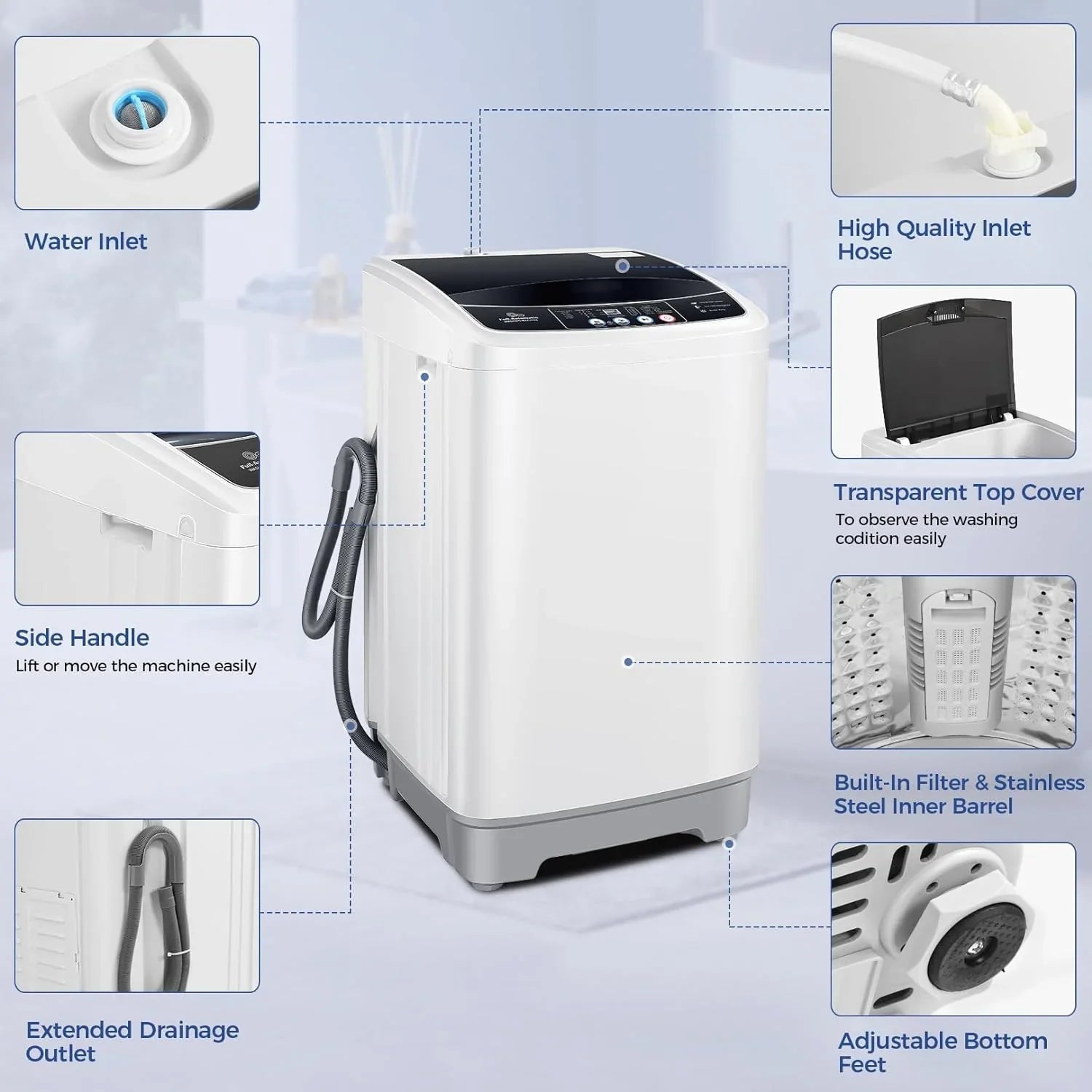 20Lbs Portable Washing Machine Nictemaw Portable Washer 2.8 Cu.ft Washer and Dryer Combo