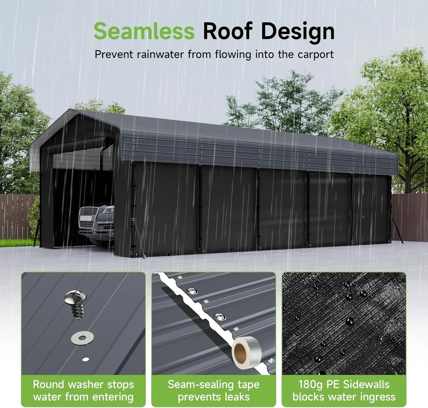 10x15 Heavy Duty Metal Carport Outdoor Garage Car Shelter Shade with Heavier Frame