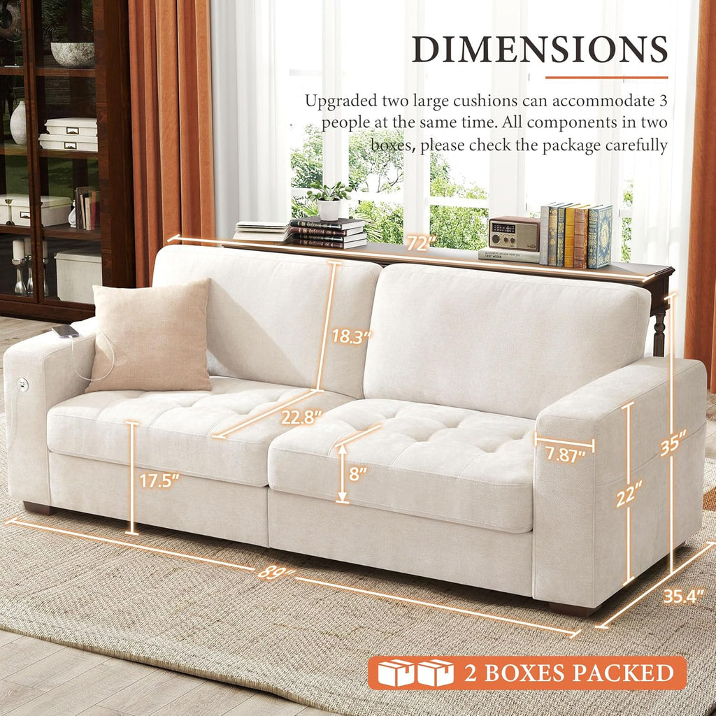 111.4 Inch L-Shaped Modern Sofa Modular Cloud Sofa Ottoman 4-Seater Chenille Deep Seat Sofa