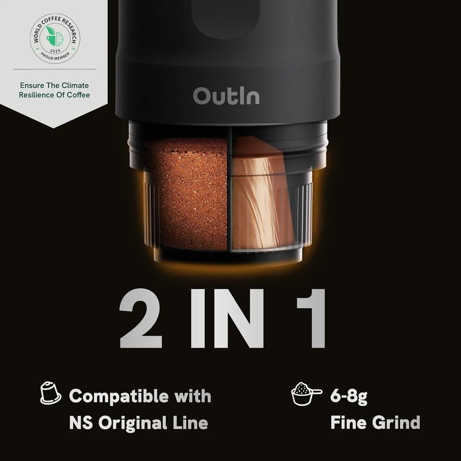 Nano Portable Electric Espresso Machine, Travel Coffee Maker for Camping, Car Coffee Maker Self-Heating with USB-C, With Ground Coffee & NS Capsule for RV, Hiking, Office