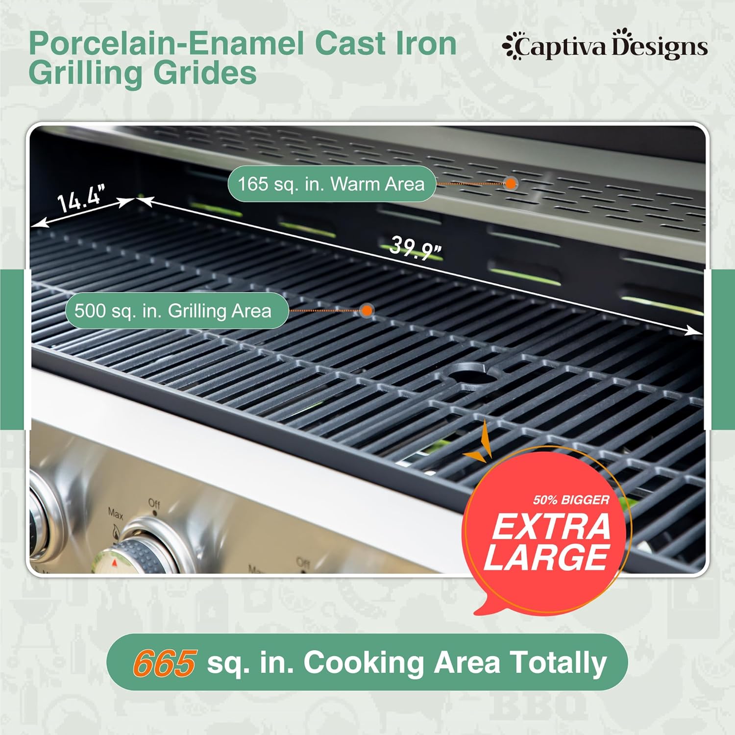 Burner Propane Gas BBQ Grill with Side Burner & Porcelain-Enameled Cast Iron Grates, 42,000 BTU Output Stainless Steel Grill for Outdoor Cooking Kitchen and Patio Backyard Barbecue-Captiva