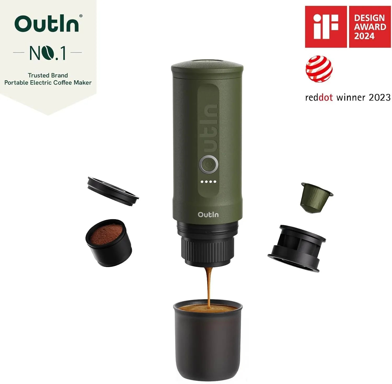 Nano Portable Electric Espresso Machine, Travel Coffee Maker for Camping, Car Coffee Maker Self-Heating with USB-C, With Ground Coffee & NS Capsule for RV, Hiking, Office